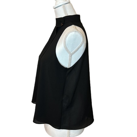 Zara High Neck Button Black sleeveless blouse - Picture 3 of 10